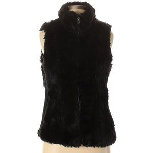 EUC Cavalini Denim Collection Vest Faux Fur Black Zip Like New Condition! Medium